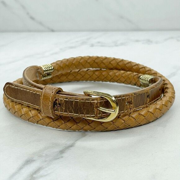 The Great New York Belt Co Brown Vintage Barrel Braided Leather Belt Size Small - Picture 1 of 9